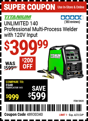 UNLIMITED 140 Professional Multi-Process Welder with 120V Input