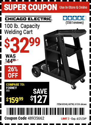 100 lb. Capacity Welding Cart