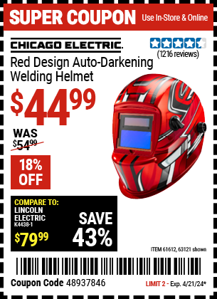 Red Design Auto-Darkening Welding Helmet