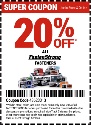 20% Off All FasterStrong Fasteners