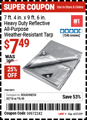 7 ft. 4 in. x 9 ft. 6 in. Heavy Duty Reflective All-Purpose Weather-Resistant Tarp