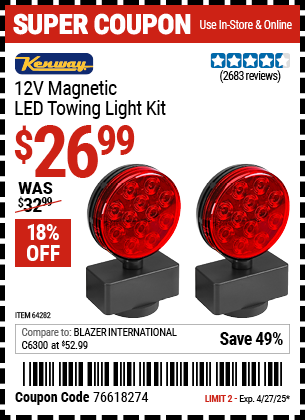12V Magnetic LED Towing Light Kit