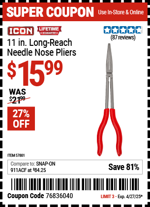 11 in. Long Reach Needle Nose Pliers