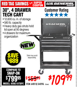 Savings Coupons At Harbor Freight Tools Harbor Freight 30 In 4 Drawer Black Tech Cart