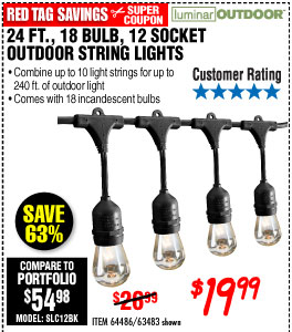 Savings Coupons At Harbor Freight Tools Harbor Freight 24 Ft 12 Bulb Outdoor String Lights