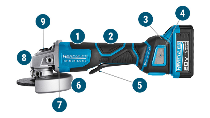 Bauer 20V Hypermax 4-1/2 In. Cordless Angle Grinder (Tool Only) - Model 63632, Powerful & Compact