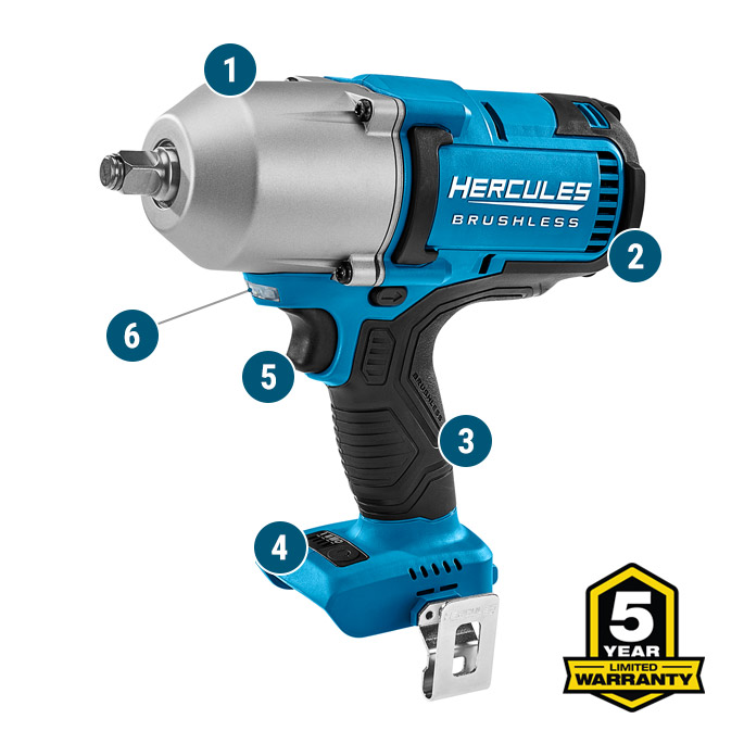 20V Brushless Cordless 1/2 in. High Torque Impact Wrench - Tool Only