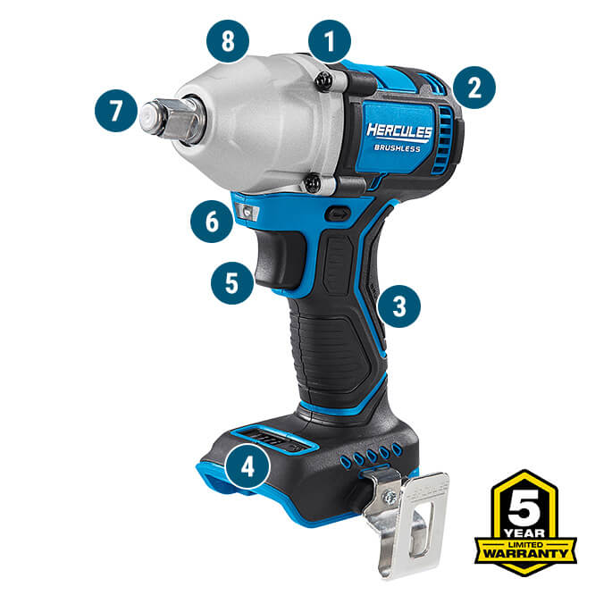 20V Brushless Cordless 1.5 in. Compact 3-Speed Impact Wrench, Blue – Tool Only