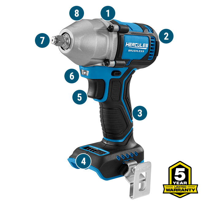 20V Brushless Cordless 1.5 in. Compact 3-Speed Impact Wrench, Blue – Tool Only