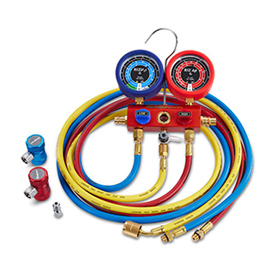 Mastercool 80772-G R134a 2-Way Brass Manifold Gauge Set with 3 x 72