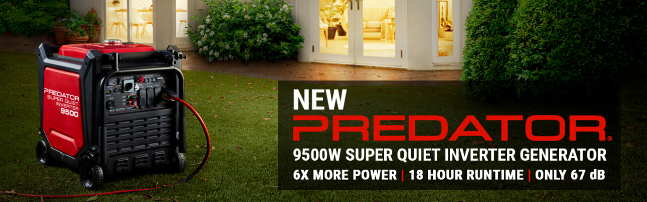 New Predator® 9500W Super Quiet Inverter Generator | 6x More Power | 18 Hour Runtime | Only 67 dB