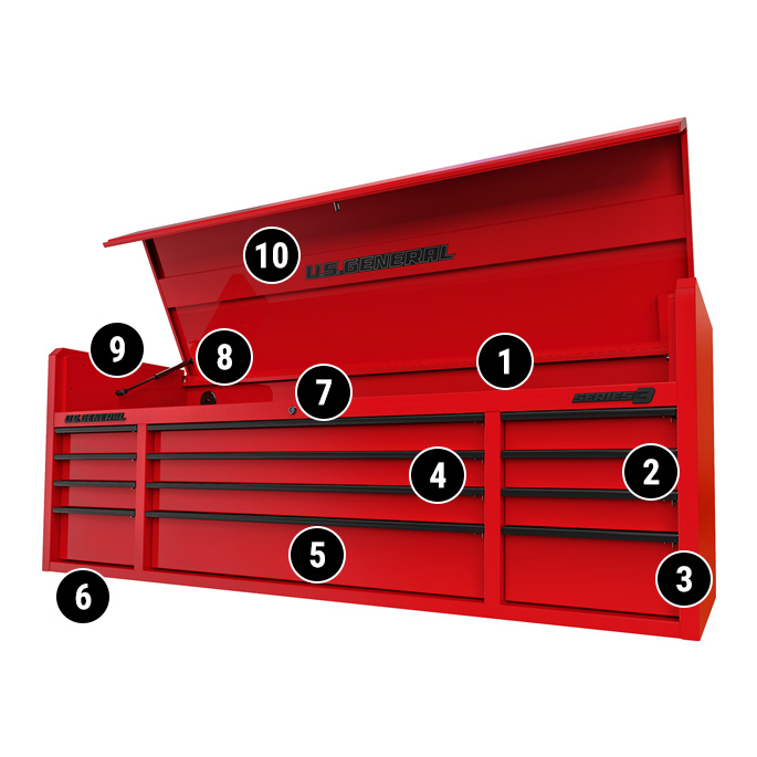 72 in. Top Chest, Series 3, RED