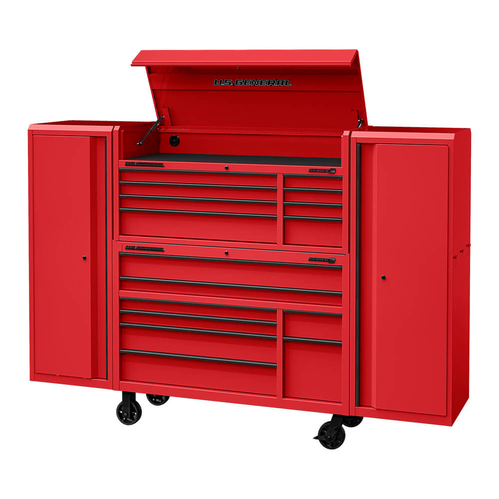 CAD Rendering of Roll Cab, Top Chest, 2x End Lockers