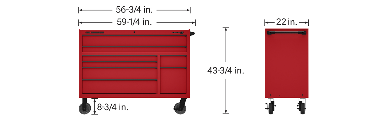 56 in. x 22 in. Roll Cab, Series 3, Black