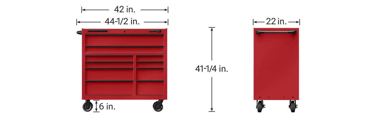 42 in. x 22 in. Roll Cab, Series 3, Black