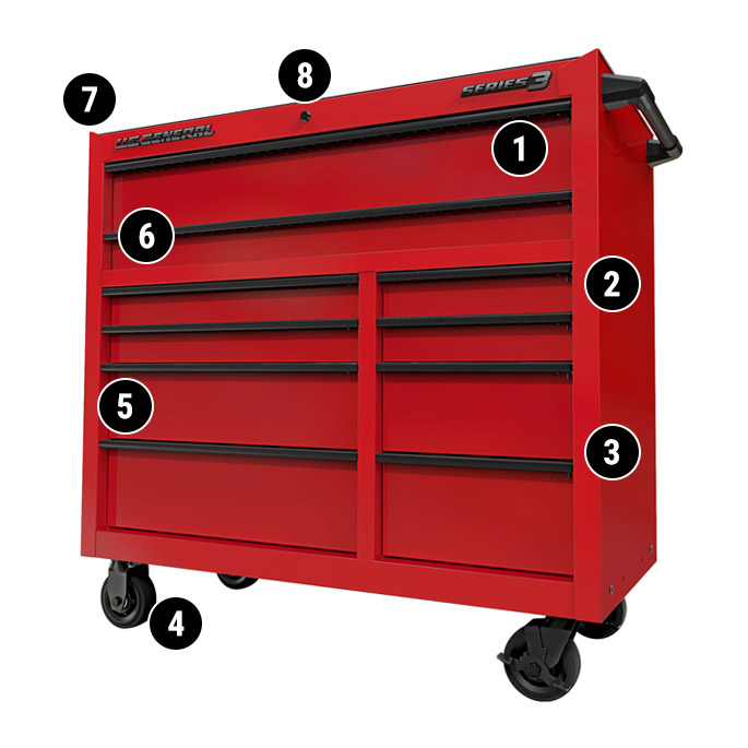 42 in. x 22 in. Roll Cab, Series 3, Black