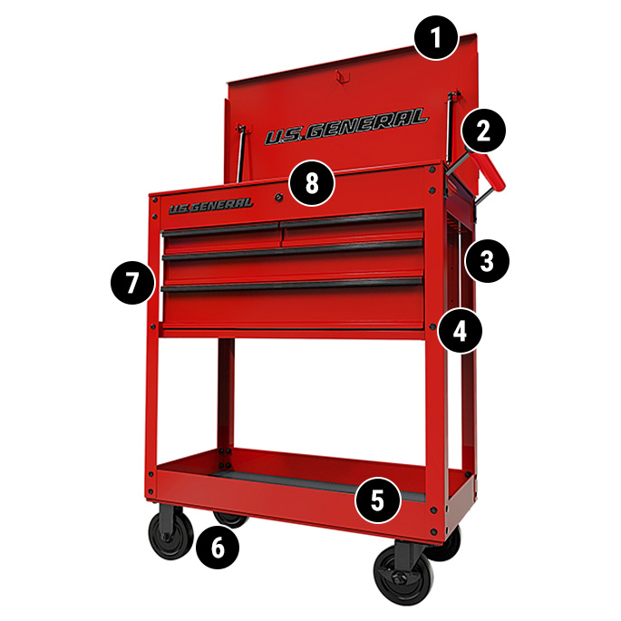 30 in. 4-Drawer Tech Cart, Red