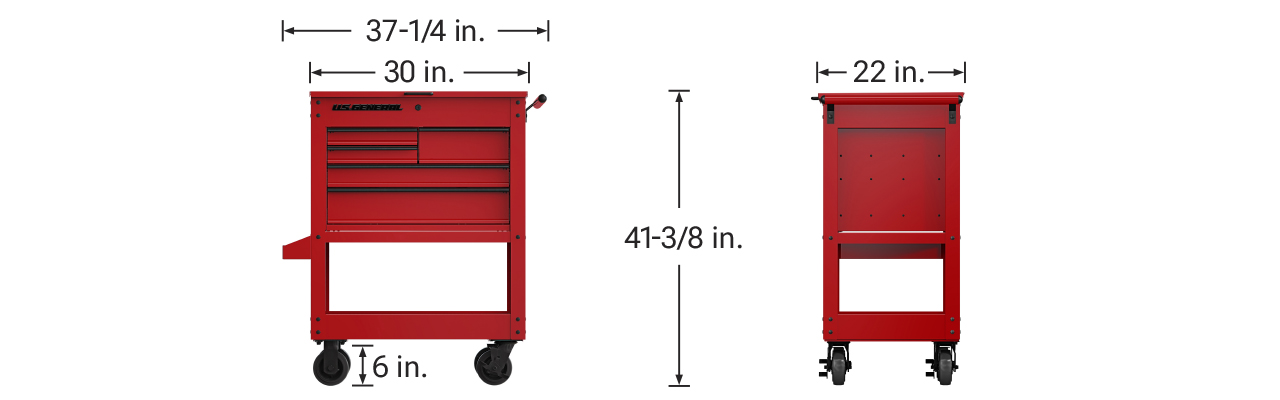 30 in. 5 Drawer Red Mechanic's Cart 30 in. 5 Drawer Red Mechanic's Cart