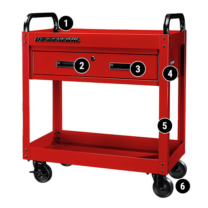 30 in. Service Cart with Drawer, Black 30 in. Service Cart with Drawer, Black